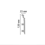 Плинтус напольный дюрополимер белый матовый D233-115 120×23×2400 мм DecoMaster