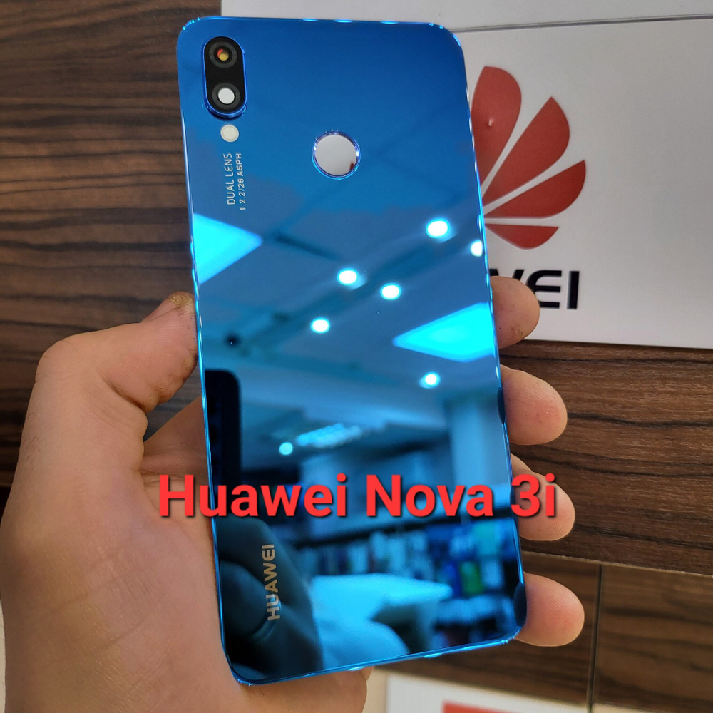 Крышка для Huawei Nova 3i (заднее стекло) "хорошее качество" цвет: синий