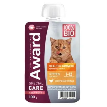 Award Special Care healthy growth, пюре из мяса курицы для котят, 100гр