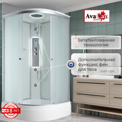 Душевая кабина AvaCan (АваКан) C3080 LED со средним поддоном, с ГМ, с электрикой и LED освещением, 80х80х215