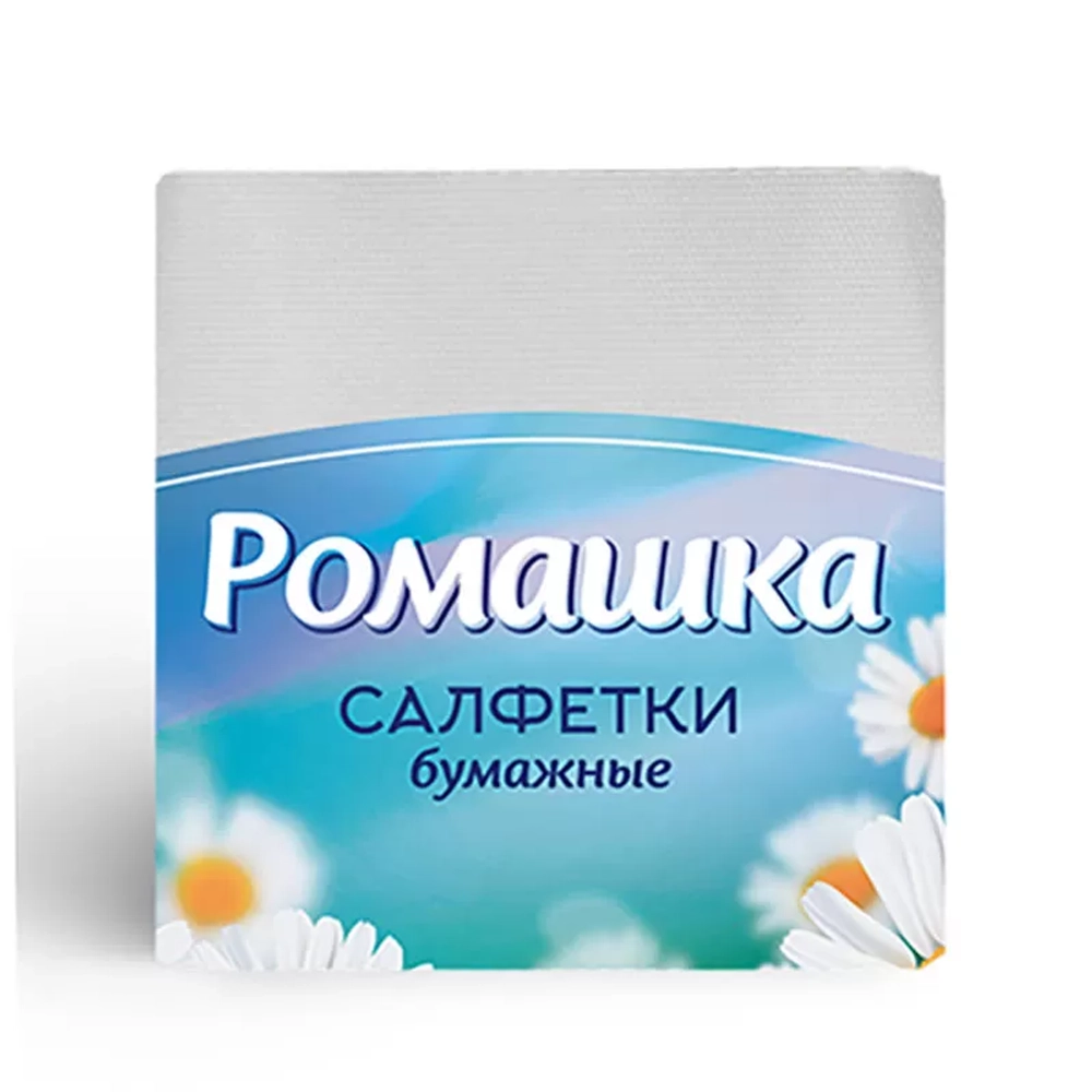 Салфетка Ромашка 24х24 1сл 100л, 42 в спайке. Белый цв., 1436