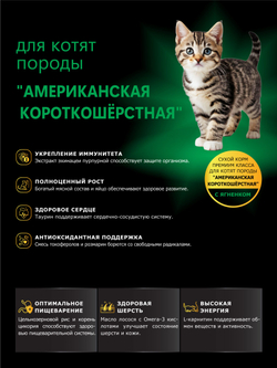 Корм сухой для котят породы Американская короткошёрстная, с ягненком, 2 кг, QUATTRO