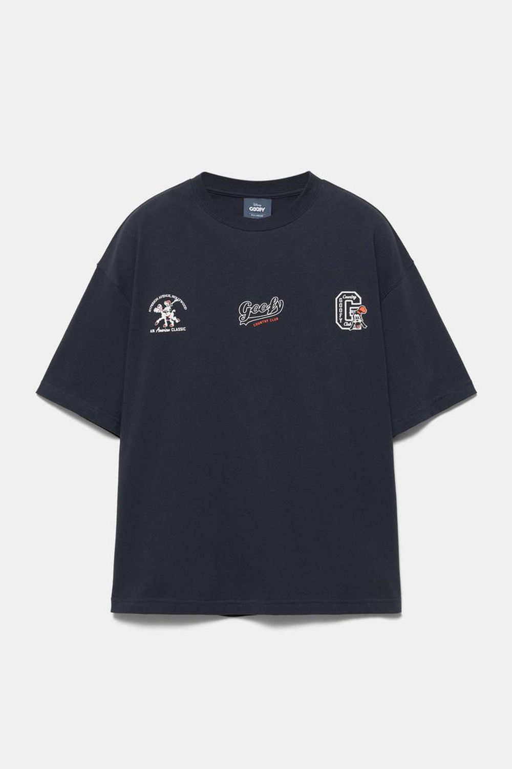 PULL&BEAR Футболка с принтом «Goofy», темно-синий