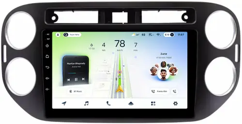 Магнитола для Volkswagen Tiguan 1 2011-2016 (аварийка прямоугольная, рамка чёрная) - Teyes CC4L-DTS монитор 9" IPS, Android 14, Быстрая, Snapdragon 662, CarPlay, 4G SIM-слот