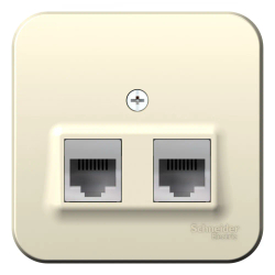 BLANCA О/У РОЗЕТКА двойная: комп.RJ45, кат.5E + телеф. RJ11, ИЗОЛ.ПЛ., МОЛОЧНЫЙ