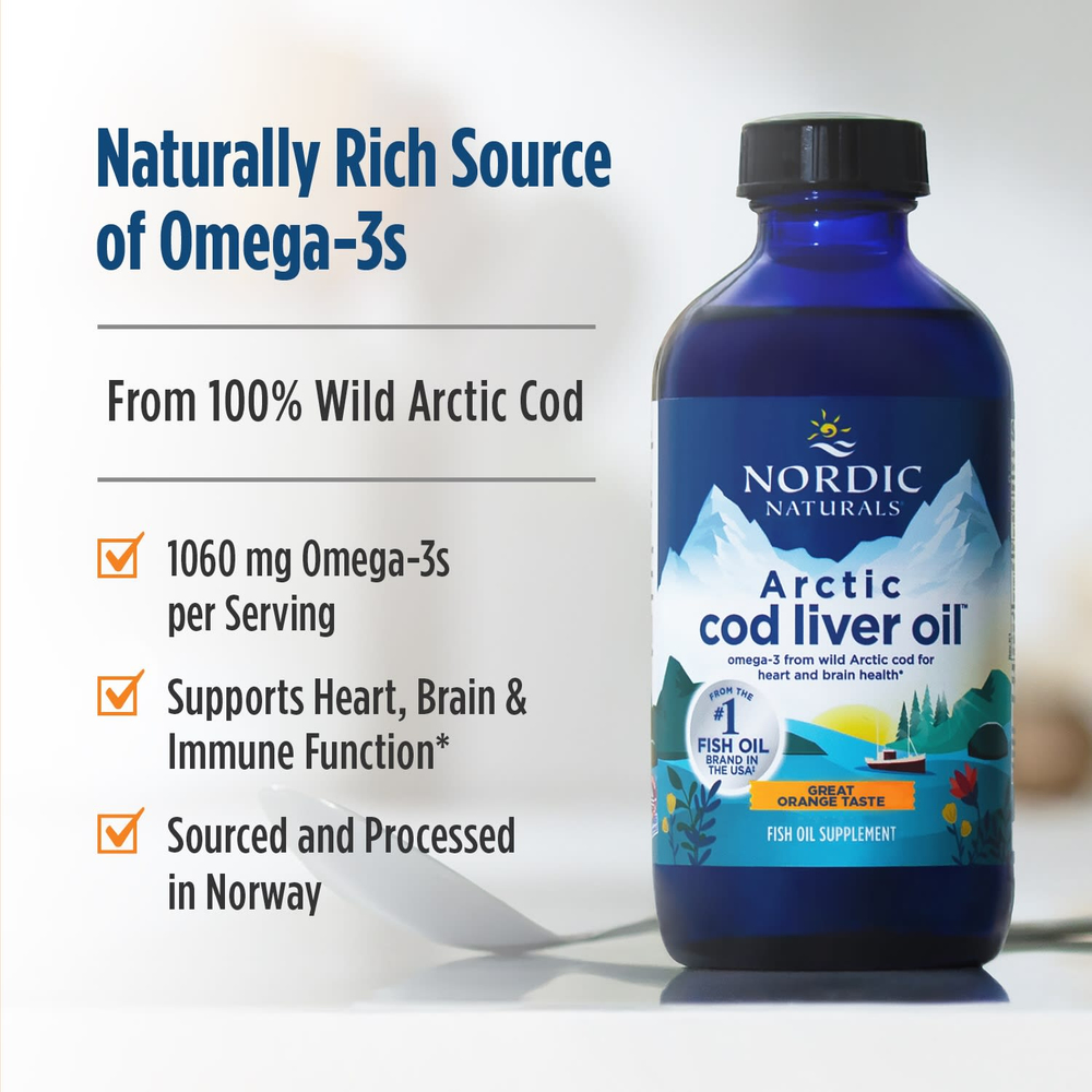 Nordic Naturals, Arctic Cod Liver Oil™, со вкусом апельсина, 1060 мг, 237 мл (8 жидк. унций)