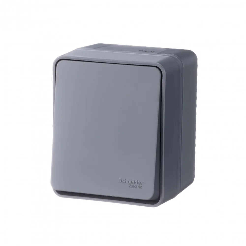 ATLASDESIGN PROFI IP54 О/У 1-клавишный ВЫКЛЮЧАТЕЛЬ, сх.1, 10АХ, АНТРАЦИТ