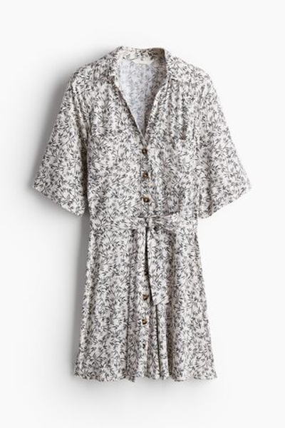 Короткое платье-рубашка с поясом - H&M