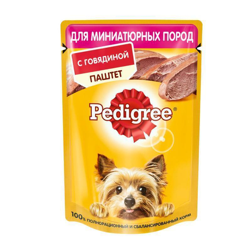 Влажный корм Pedigree для собак миниатюрных пород, паштет с говядиной, 80 г