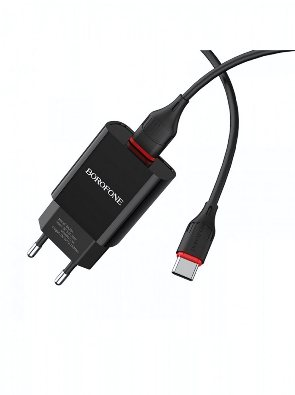 Зарядное устройство Borofone BA20A 2.1A USB + кабель Type-C Black