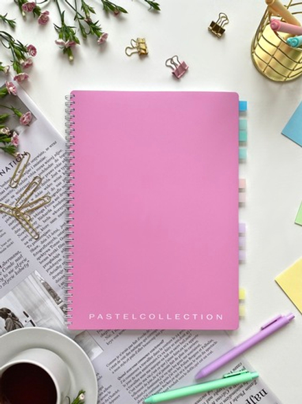 НОВИНКА! Тетрадь А4 96 л. Pastel Collection Pink/Purple, с обложкой из двухстроннего двухцветного пластика, на металлическом гребне