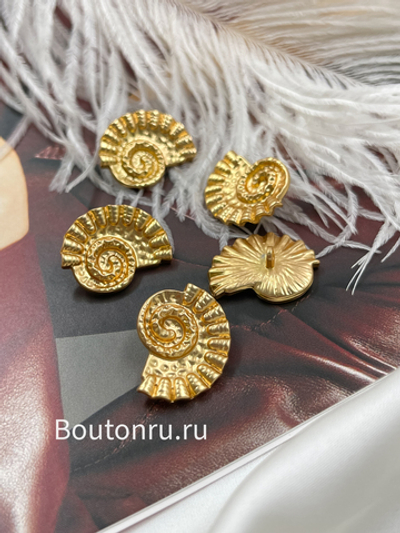 Пуговицы Скиап. в форме ракушки матовое золото