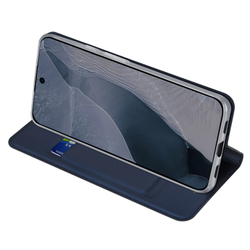 Чехол книжка из кожи синего цвета для Google Pixel 11 Pro XL, серия Skin Pro Series от Dux Ducis