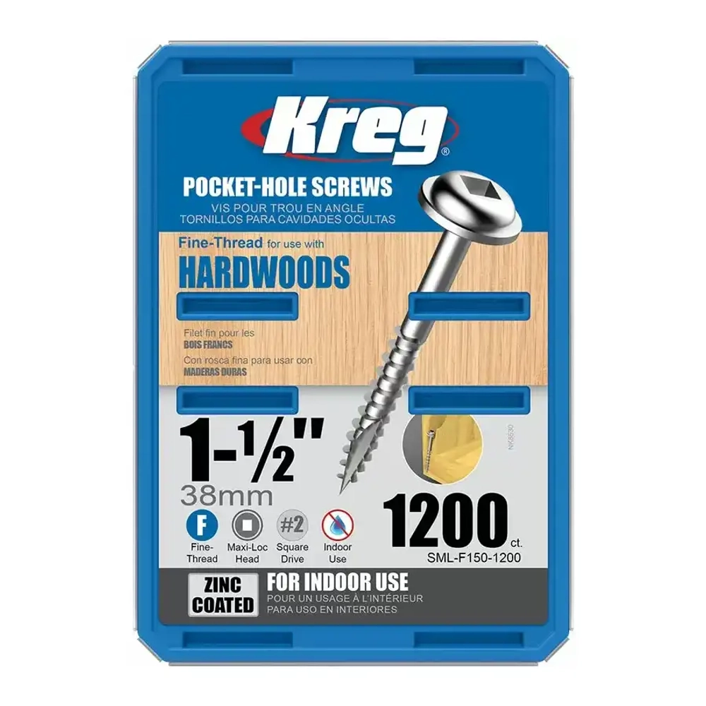 Шурупы с мелким шагом 1-1/2"-1200 шт Kreg SML-F150-1200-INT