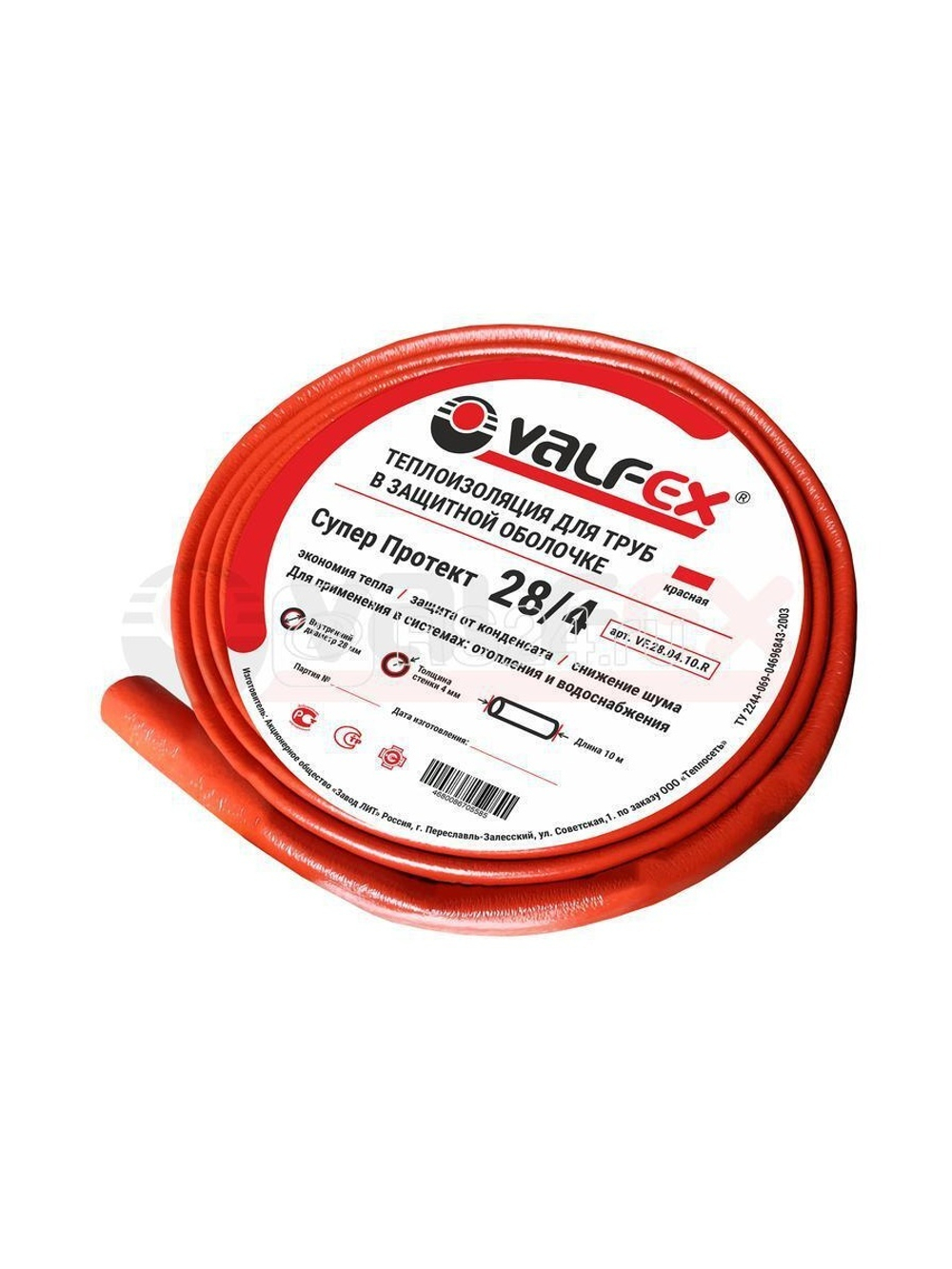 Теплоизоляция 35х4мм 10м К (уп.110м) VALFEX VF.35.04.10.R