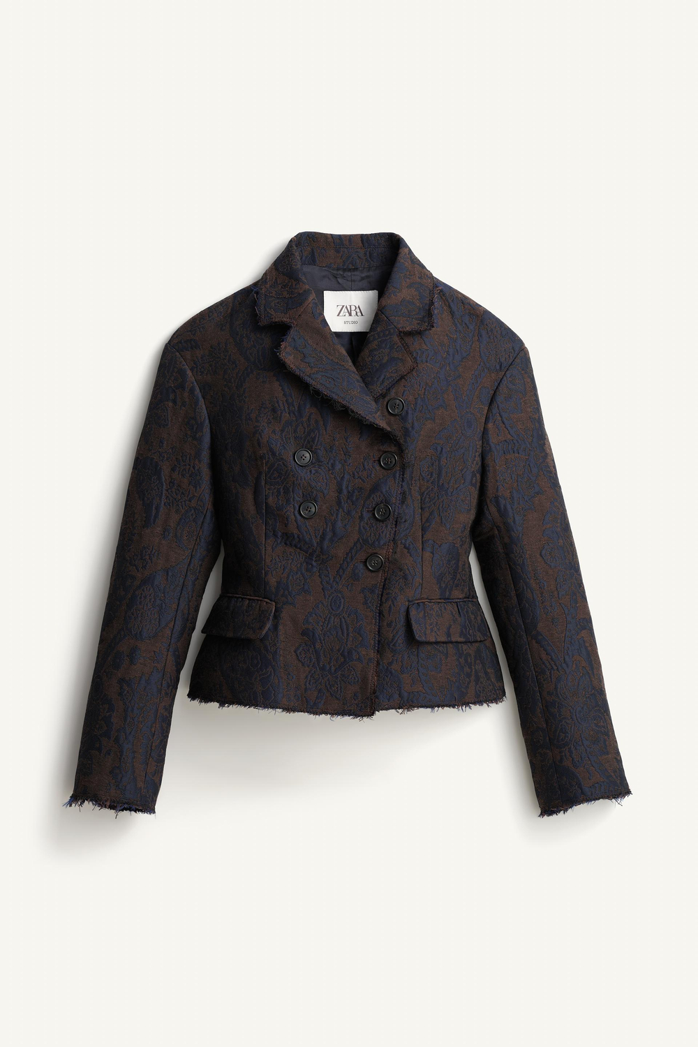 ZARA ПРИТАЛЕННЫЙ БЛЕЙЗЕР - LIMITED EDITION, КОРИЧНЕВО-СИНИЙ