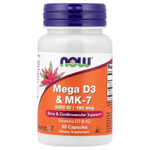 NOW Foods, Mega D3 и MK-7, 30 капсул