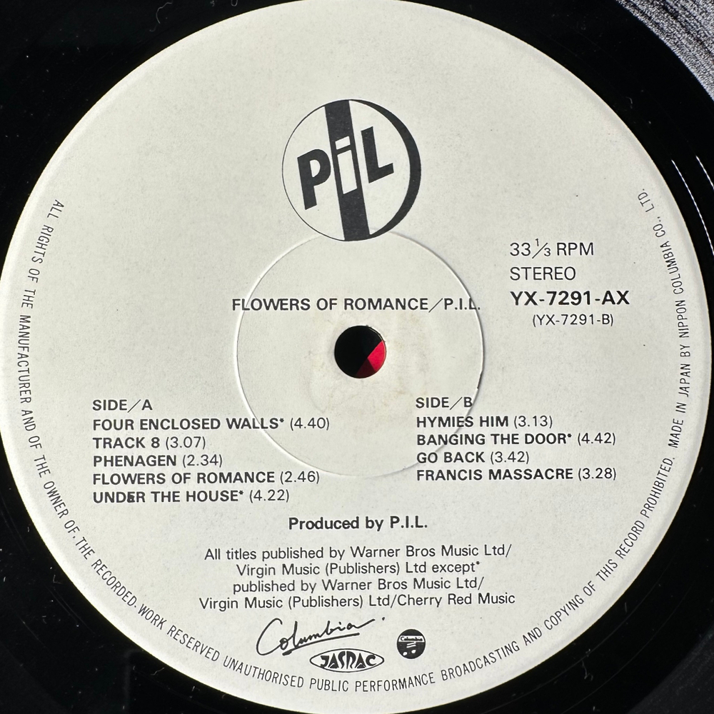 Public Image Limited ‎– The Flowers Of Romance (Япония 1981г.)