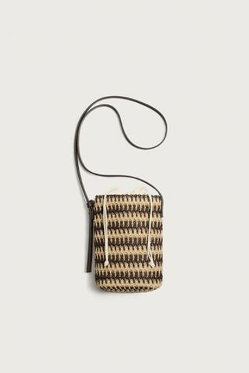 ZARA ВЕРТИКАЛЬНАЯ ПЛЕТЕНАЯ СУМКА, ЭКРЮ