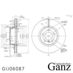 Диск тормозной передний с покрытием BMW X3-F25 10-17 / X4-F26 14-18 GANZ GIJ06087