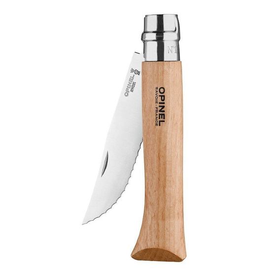 Складной нож Opinel №12, нержавеющая сталь, рукоять из бука, серрейторная заточка, 002441 c клинком из стали Sandvik™ 12С27