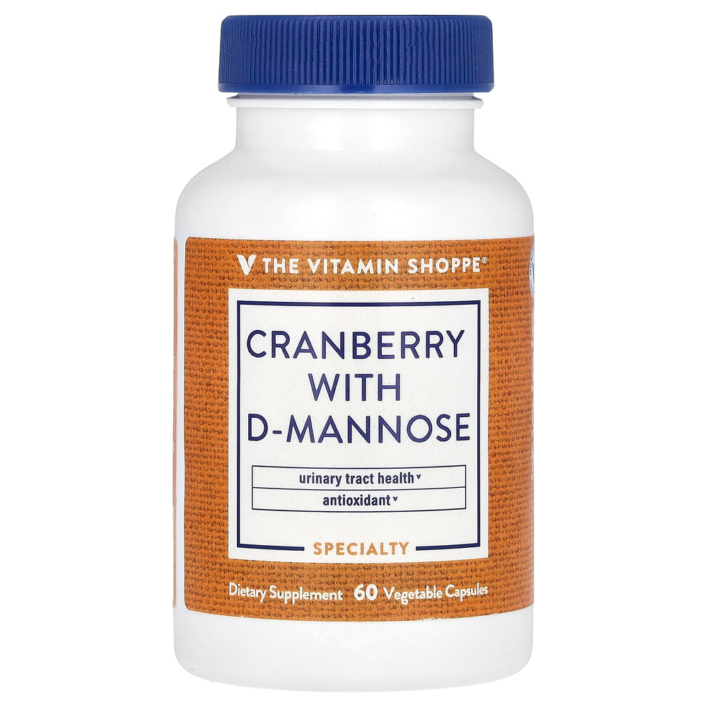 The Vitamin Shoppe, клюква с D-маннозой, 60 растительных капсул