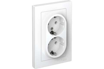Розетка Systeme Electric 2-м ATLAS DESIGN с заземлением, 16А, в сборе, белая ATN000124 1240135