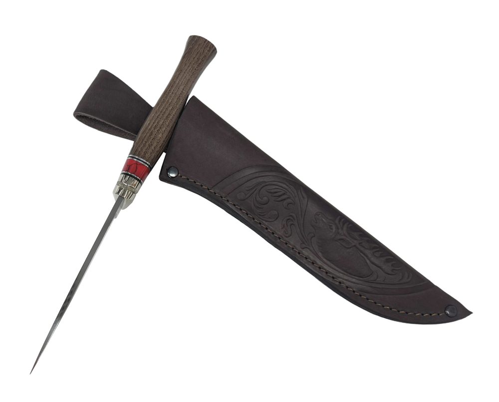 Нож Соболь, Bohler K340, рукоять ясень, кориан, мельхиор