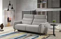 Диван c электро-реклайнером Level, 183 см, серое букле