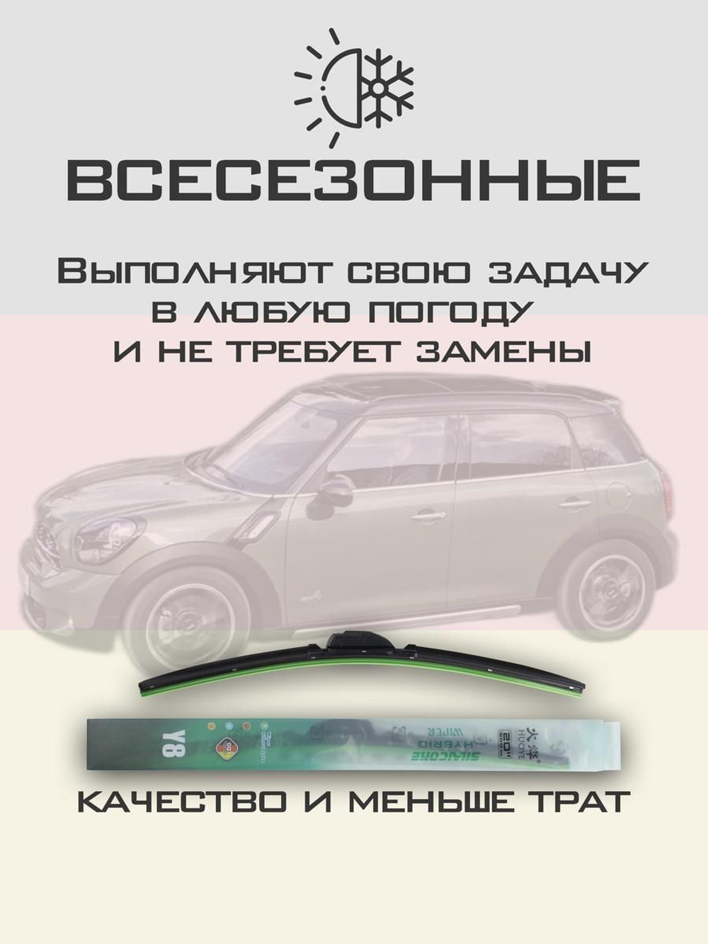 Щетки стеклоочистителя HUOYE Y8 500/500 мм на Mini Countryman | Pinch tab