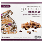 GoMacro, MacroBar®, протеиновое наслаждение, арахисовая паста и шоколадная крошка, 4 батончика по 69 г (2,4 унции)