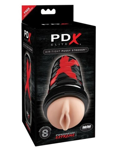 Мастурбатор в тубе узкая вагина PDX ELITE Air Tight Pussy Stroker (Цвет: телесный с черным)