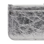 Balenciaga Le Cagole Metallic Finish Fine Grained Sheepskin Card Holder Card Holder Women"s Silver