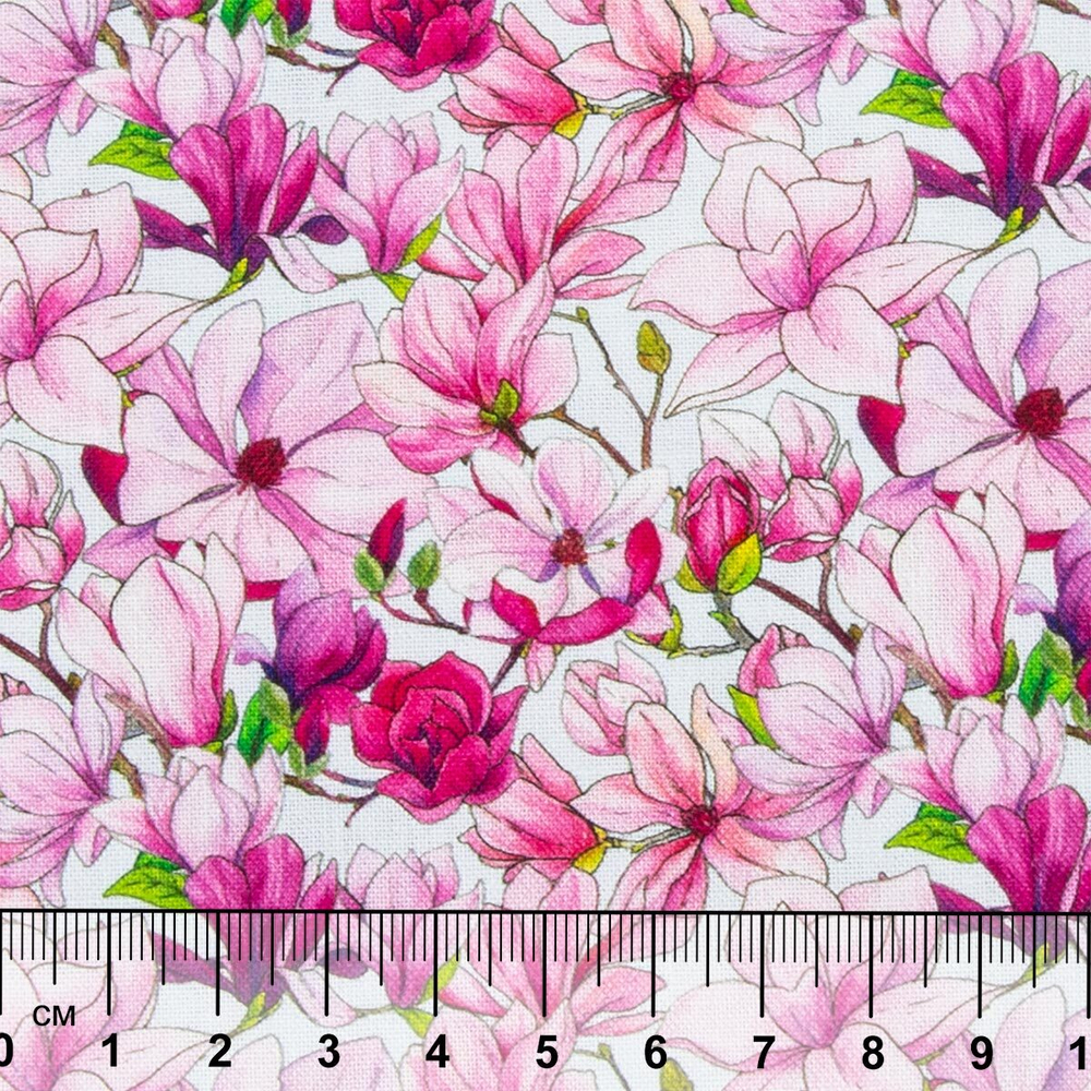 Ткань для пэчворка PEPPYПРЕКРАСНЫЕ МАГНОЛИИ, 50 x 55 см 140 г/кв.м, 100% хлопок, белый