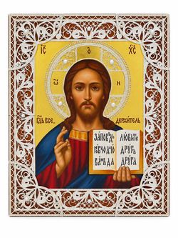 Спаситель Вседержитель. Рукописная икона Иисуса Христа — на доске без киота, лицевая сторона