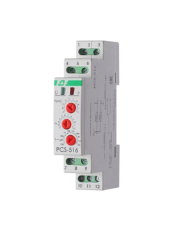 Реле времени PCS-516 8А 230В 1 перекл. IP20 многофункц. вход: START/RESET монтаж на DIN-рейке (аналог РВО-1М) F&F EA02.001.013