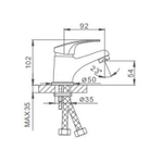 Смеситель для раковины 35к F1039-В FRAP с/отв (литой, п/шпильку, без подводки, хром, силумин)