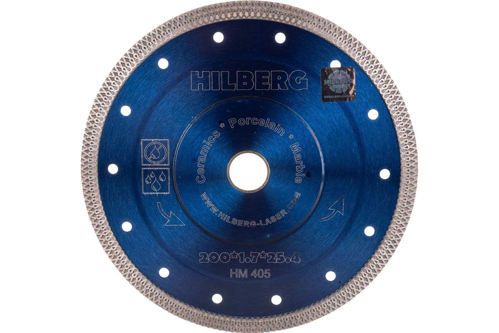 Диск алмазный отрезной 200*25,4/22,23 Hilberg Турбо ультратонкий х-тип HM405