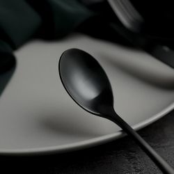 Ложка чайная 14,3 см матовая черный цвет PVD Alessi-Black P.L. [12]