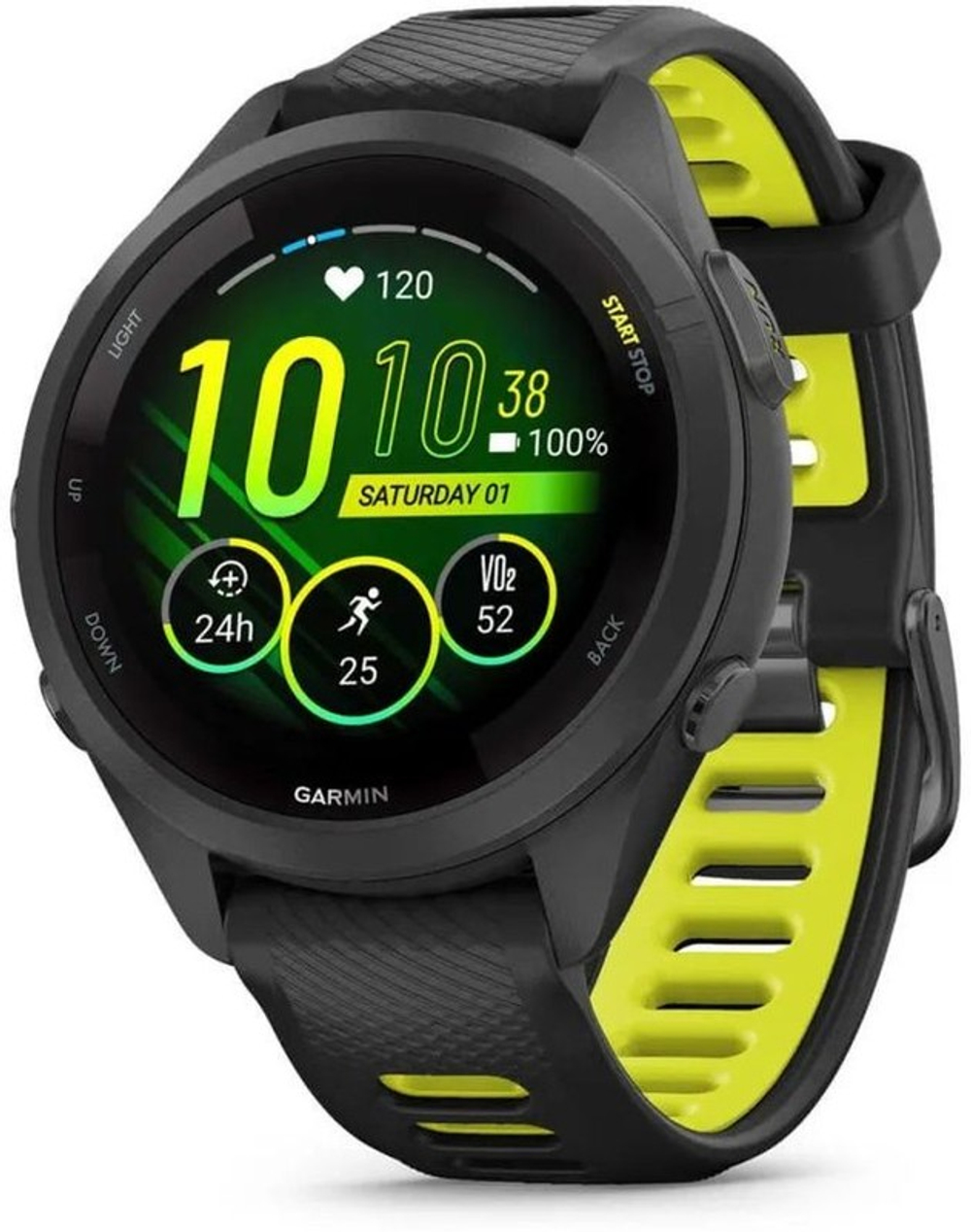 Смарт-часы Garmin Forerunner 265S 27.5мм 1.1" AMOLED корп.черный рем.черный/желтый (010-02810-13)