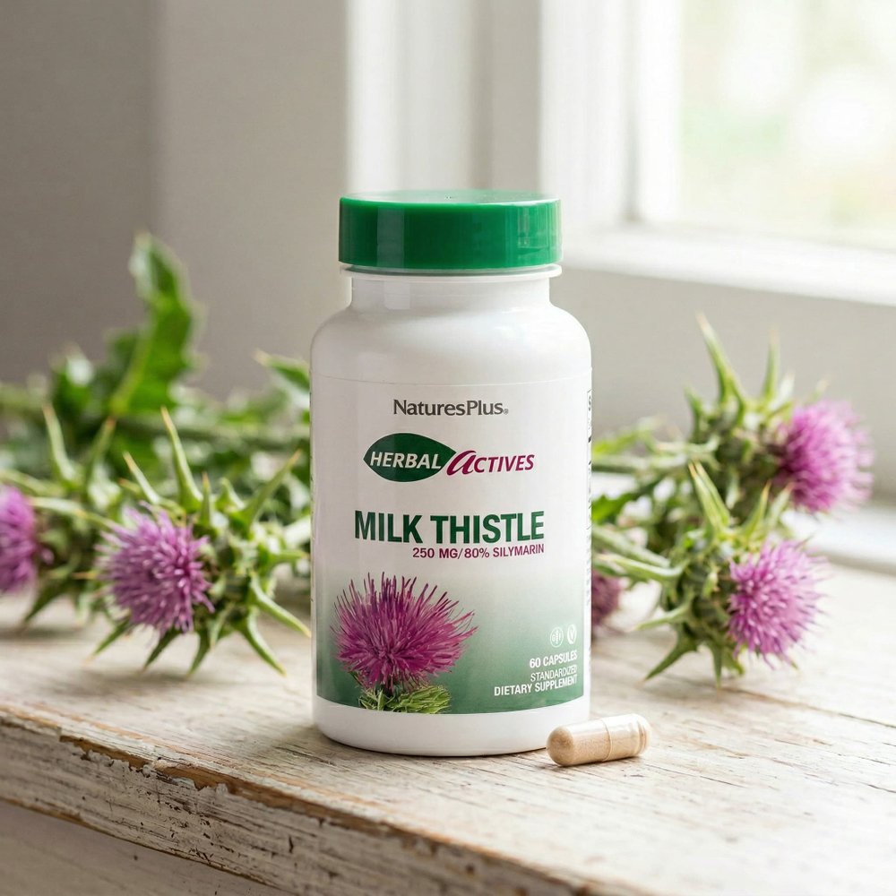 NaturesPlus, Herbal Actives, расторопша, 250 мг, 60 капсул
