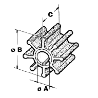 Yamaha Крыльчатка охлаждения 6H3-44352-00 ( TM ) 25/ 40/ 48/ 50/ 55/ 60/ 70/ F40/ F45/ F50/ F60/ F70