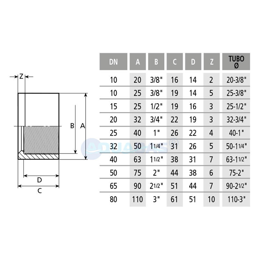 Переход  D 75-2" ВР Aquaram (7306075)