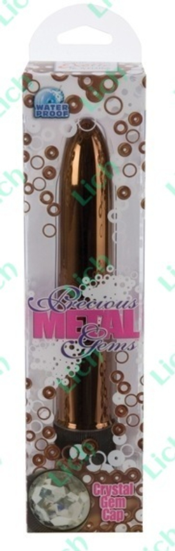 Бронзовый классический вибратор с кристаллом PRECIOUS GEMS