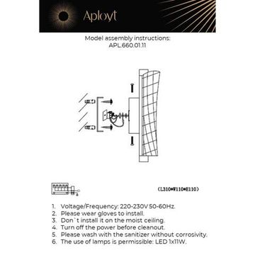 Бра настенное 11W 4000K APL.660.01.11 графит/кварц Klemens Aployt