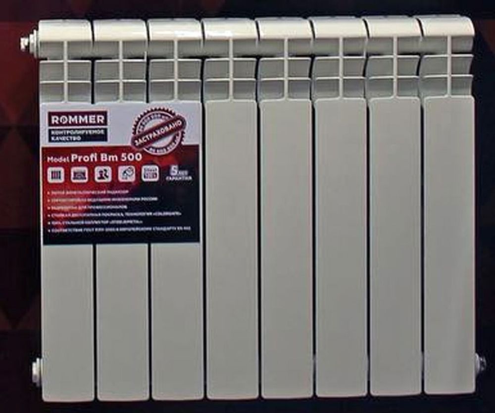 ROMMER BI500 11 секции радиатор биметалический (RAL9016)