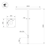 Опора OXOR-STER-T-2000x100x100-L3000-50W Warm3000 (BK, 230V) IP65 (Arlight, -)
