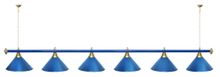 Лампа STARTBILLIARDS 6 пл. (плафоны голубые,штанга золотая,фурнитура золото)
