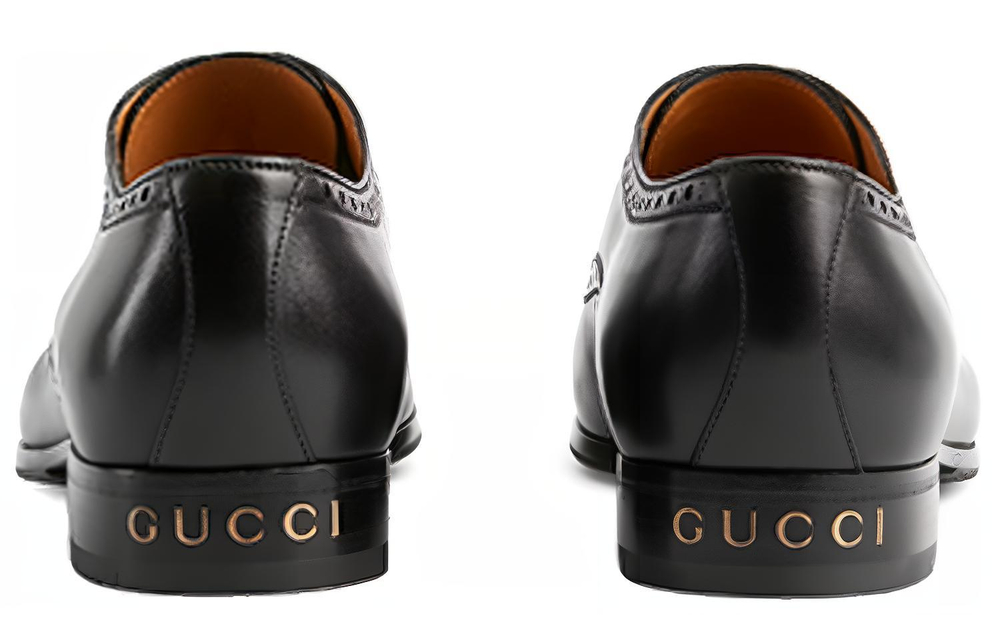 GUCCI Leather Casual Leather Shoes Men"s Black