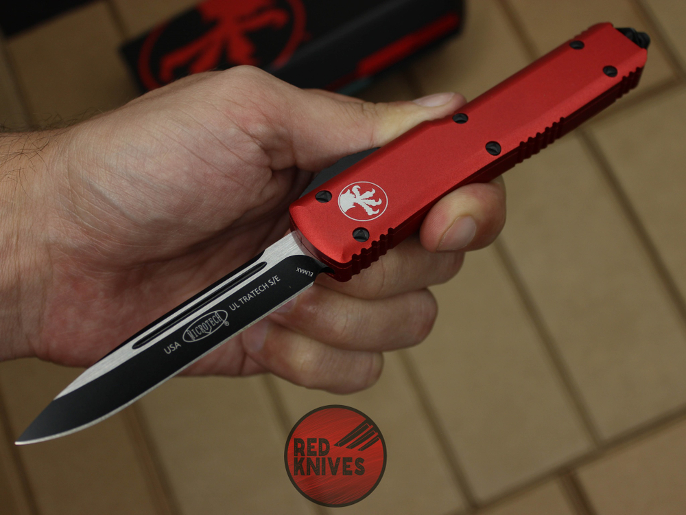Нож Microtech Ultratech S/E - красная рукоять, стандартный черный клинок + запчасти RK-352
